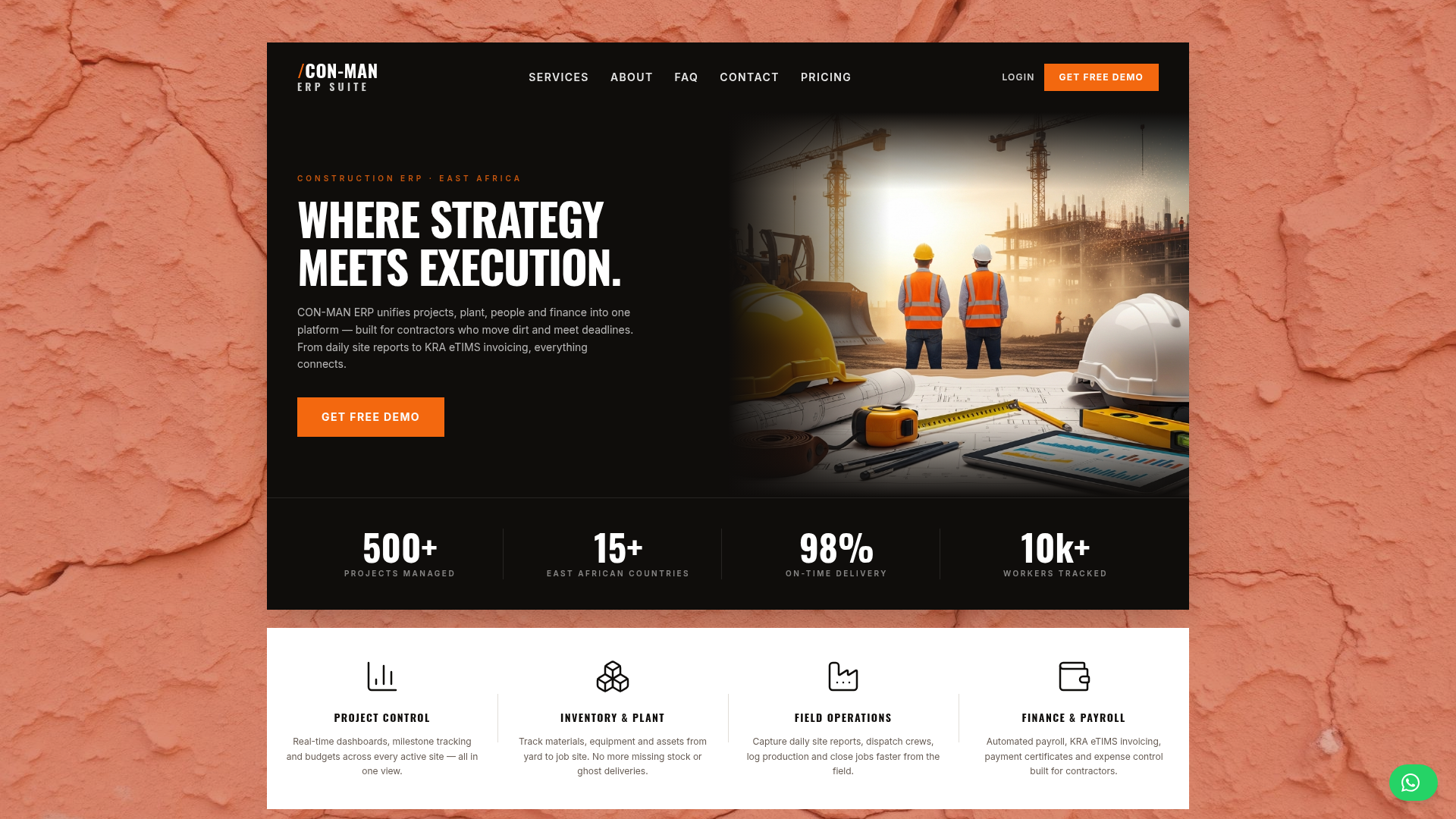 Con-Man ERP homepage preview